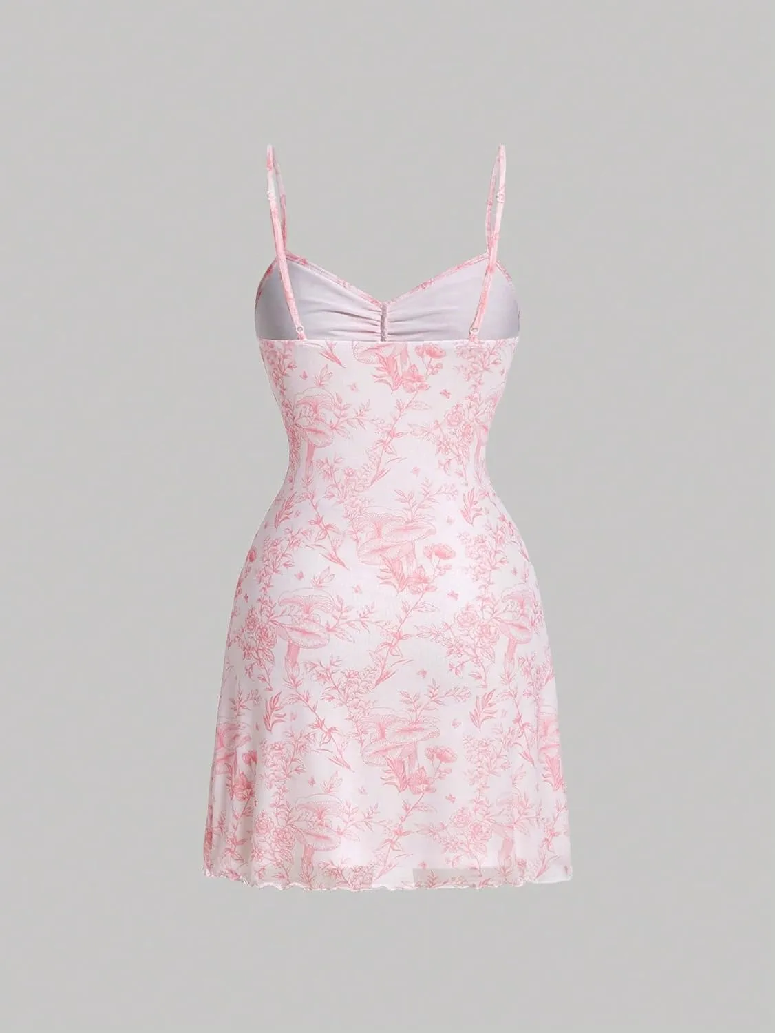 Milumia Women's Floral Print Tie Front Spaghetti Strap Cami Dress V Neck Flare Mini Sun Dresses