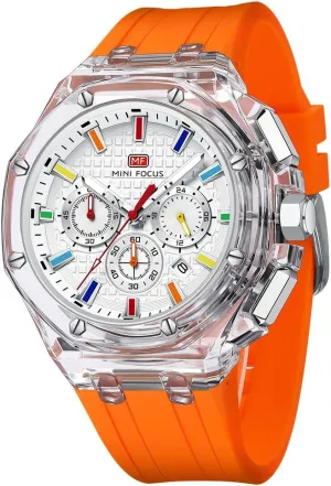 Mini Focus Men Watches,Multifunction Transparent Analog Display Silicone Strap Calendar Quartz Waterproof Trend Wrist Watches for Men