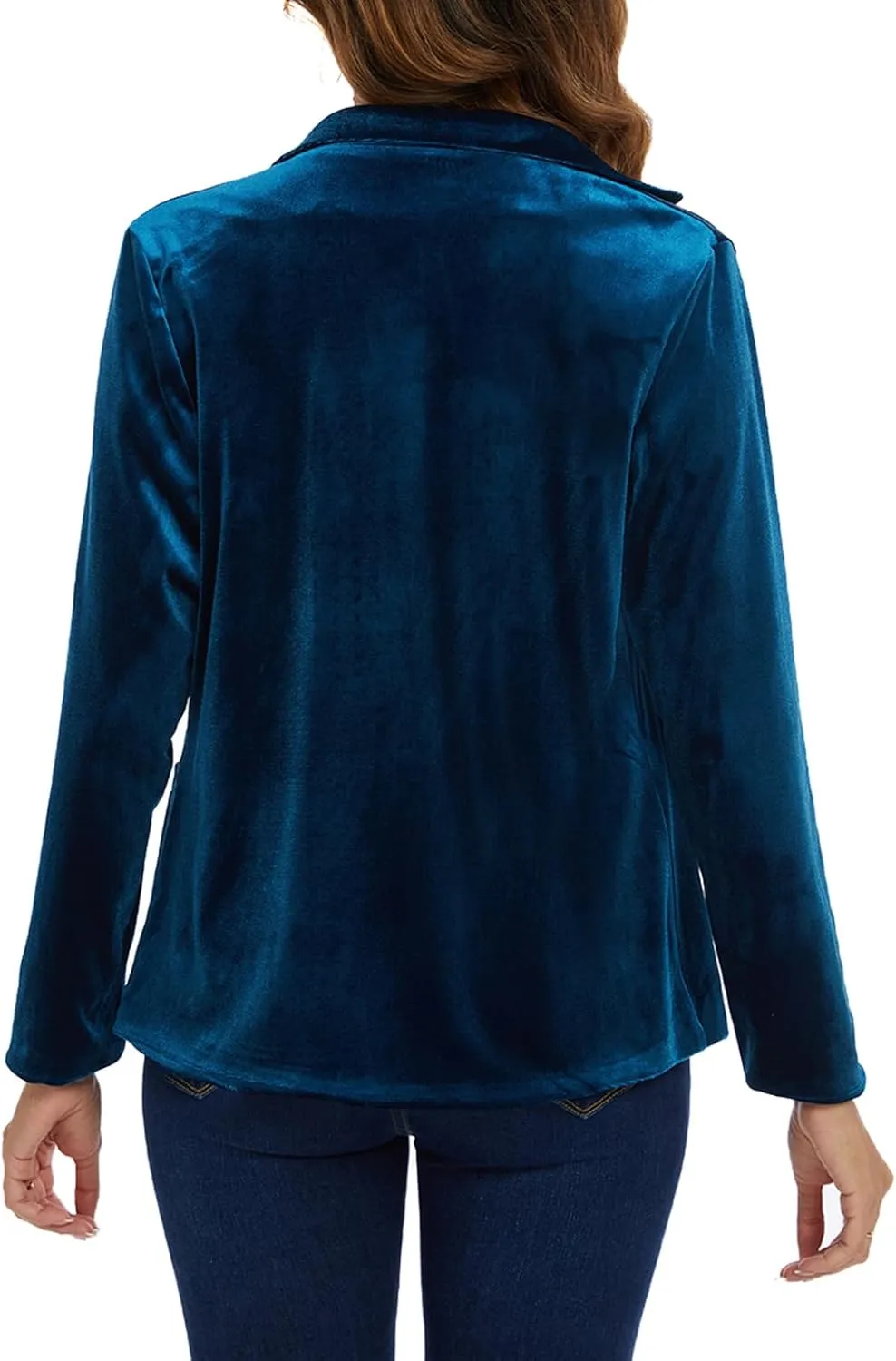 MINTLIMIT Velvet Blazer for Women Casual Work Office Long Sleeve Notched Lapel Button Blazer Jacket with Pockets Outerwear