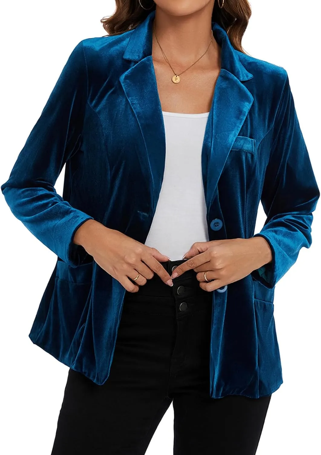 MINTLIMIT Womens Velvet Blazer Suit Jacket Casual Work Office Long Sleeve Fully Lined Blazer Jacket with Pocket Outerwear