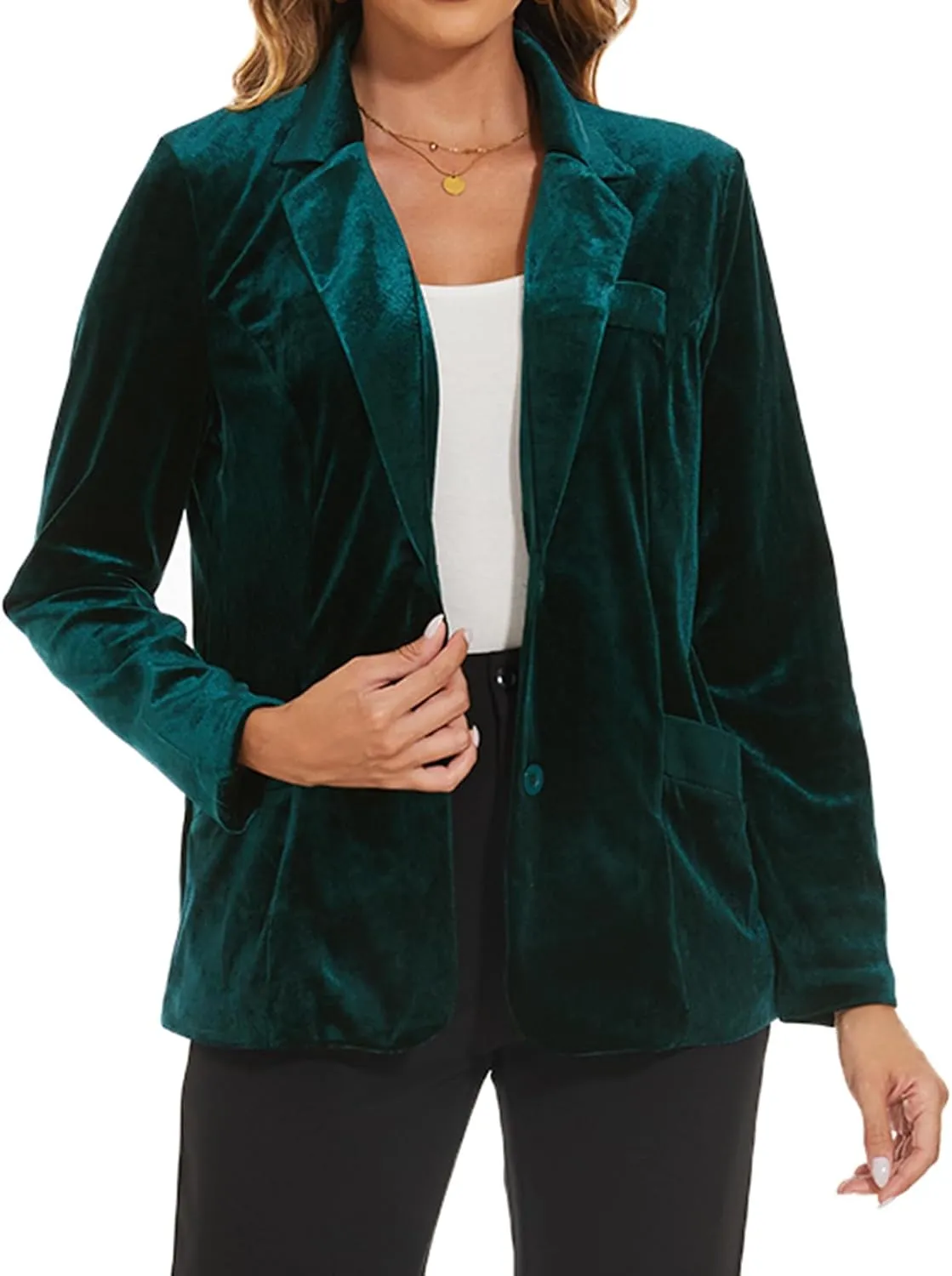 MINTLIMIT Womens Velvet Blazer Suit Jacket Casual Work Office Long Sleeve Fully Lined Blazer Jacket with Pocket Outerwear