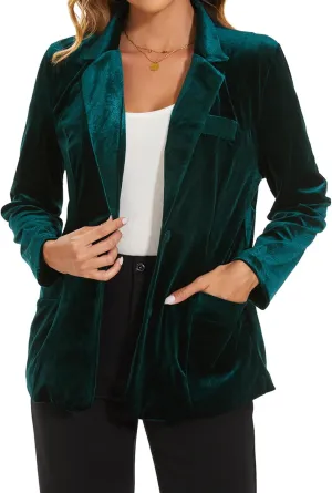 MINTLIMIT Womens Velvet Blazer Suit Jacket Casual Work Office Long Sleeve Fully Lined Blazer Jacket with Pocket Outerwear