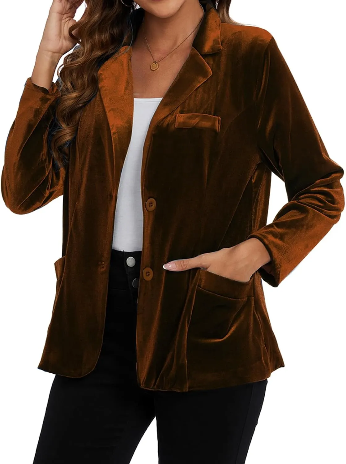 MINTLIMIT Womens Velvet Blazer Suit Jacket Casual Work Office Long Sleeve Fully Lined Blazer Jacket with Pocket Outerwear
