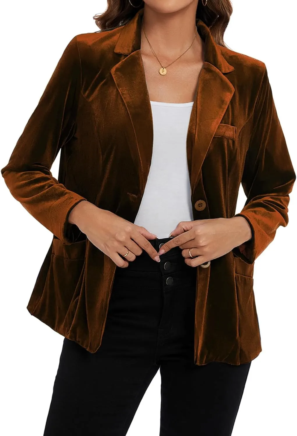 MINTLIMIT Womens Velvet Blazer Suit Jacket Casual Work Office Long Sleeve Fully Lined Blazer Jacket with Pocket Outerwear