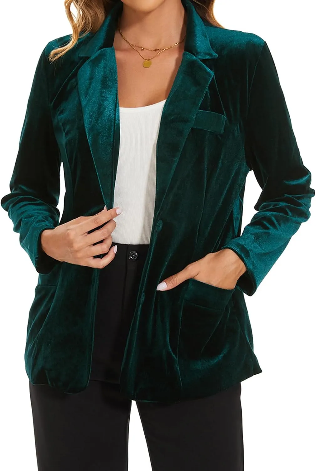 MINTLIMIT Womens Velvet Blazer Suit Jacket Casual Work Office Long Sleeve Fully Lined Blazer Jacket with Pocket Outerwear