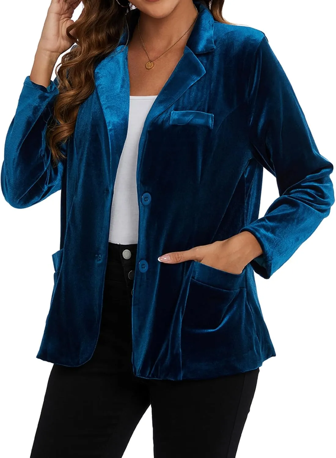 MINTLIMIT Womens Velvet Blazer Suit Jacket Casual Work Office Long Sleeve Fully Lined Blazer Jacket with Pocket Outerwear