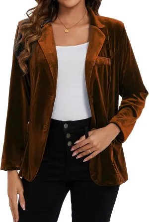 MINTLIMIT Womens Velvet Blazer Suit Jacket Casual Work Office Long Sleeve Fully Lined Blazer Jacket with Pocket Outerwear