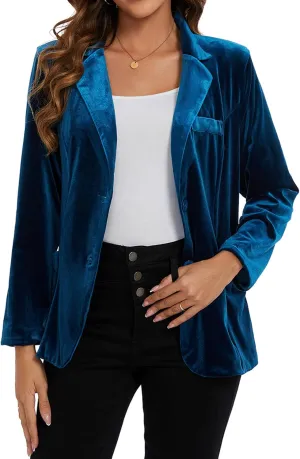 MINTLIMIT Womens Velvet Blazer Suit Jacket Casual Work Office Long Sleeve Fully Lined Blazer Jacket with Pocket Outerwear