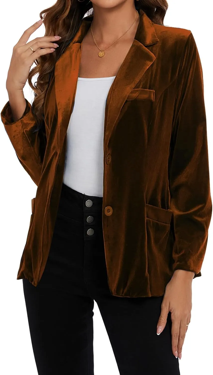 MINTLIMIT Womens Velvet Blazer Suit Jacket Casual Work Office Long Sleeve Fully Lined Blazer Jacket with Pocket Outerwear