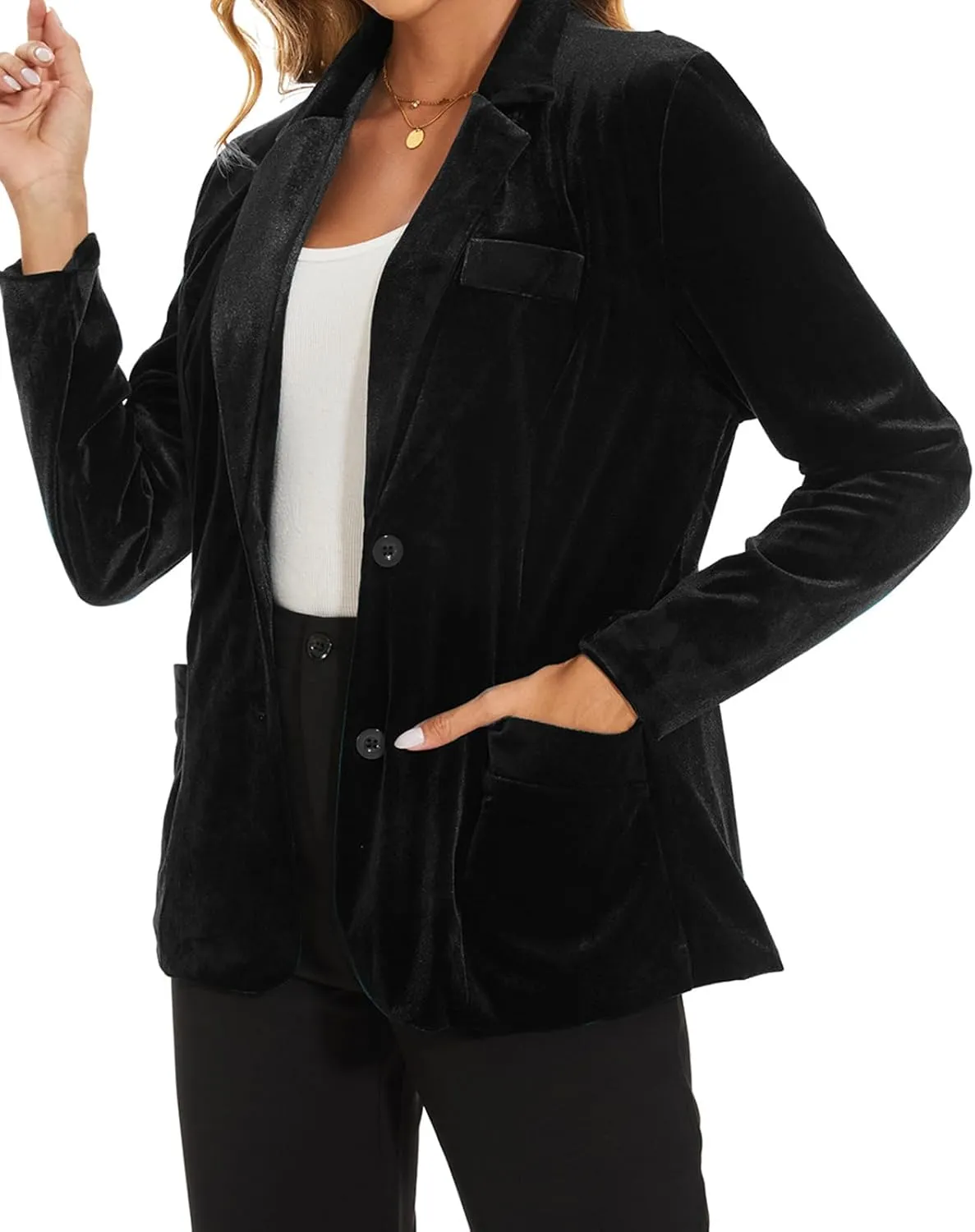 MINTLIMIT Womens Velvet Blazer Suit Jacket Casual Work Office Long Sleeve Fully Lined Blazer Jacket with Pocket Outerwear