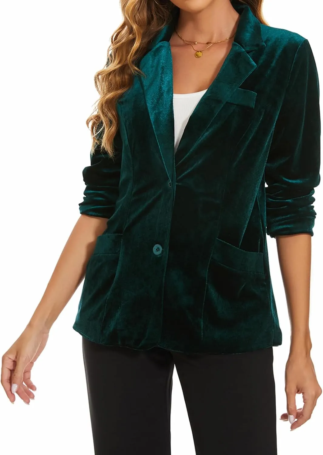 MINTLIMIT Womens Velvet Blazer Suit Jacket Casual Work Office Long Sleeve Fully Lined Blazer Jacket with Pocket Outerwear
