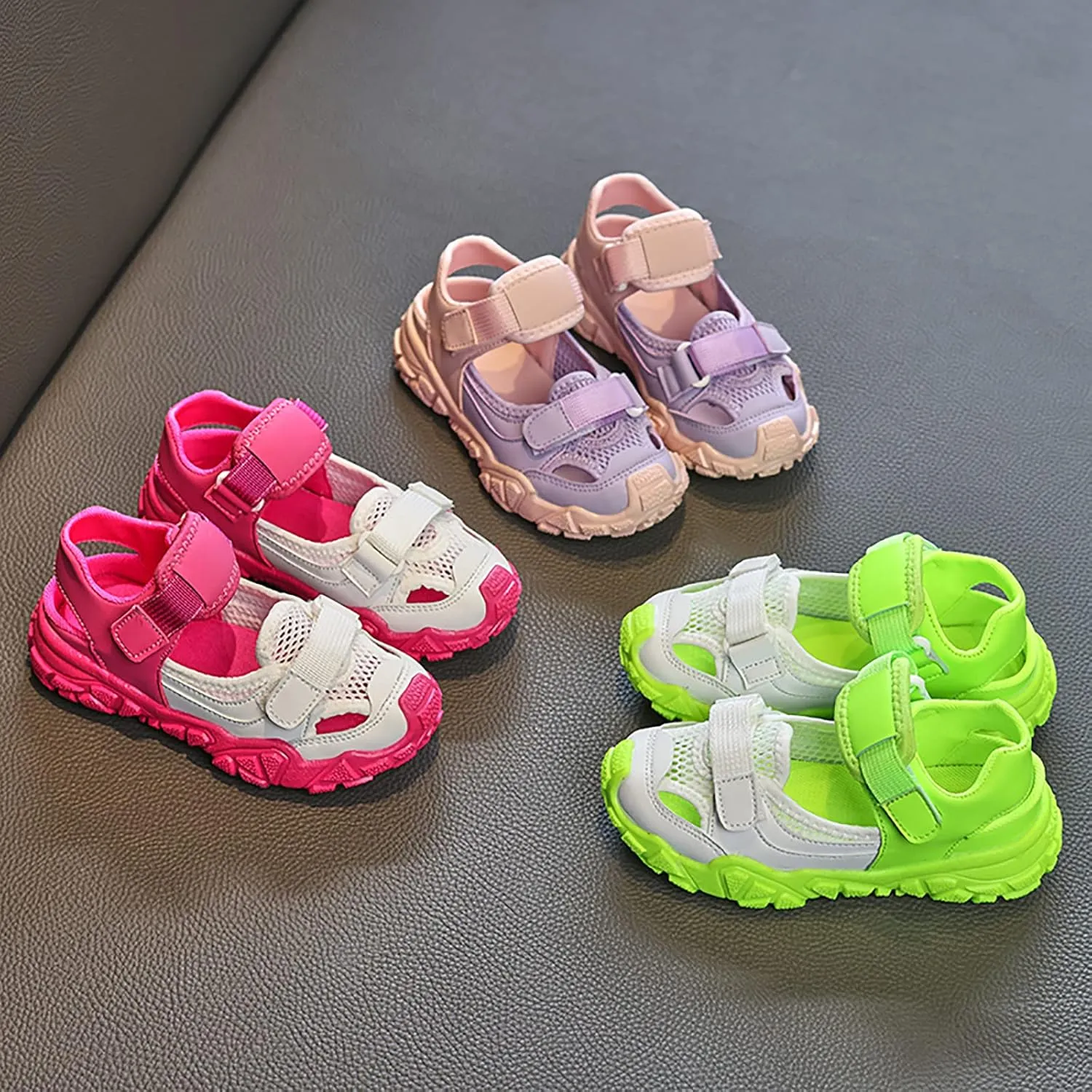 Mnplciea Girls Sandals Summer Comfortable Kids Sandles Breathable Hiking Sandals Outdoor Beach Shoes Water Shoes
