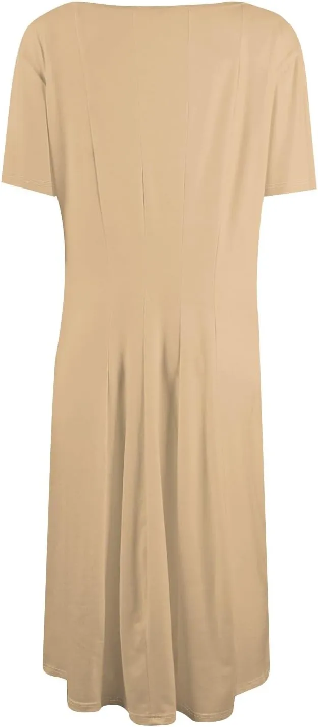 Modest Dresses for Women,2025 Spring Summer Short Sleeve Crewneck Easter Dress,Elegant Vacation Beach Sundress