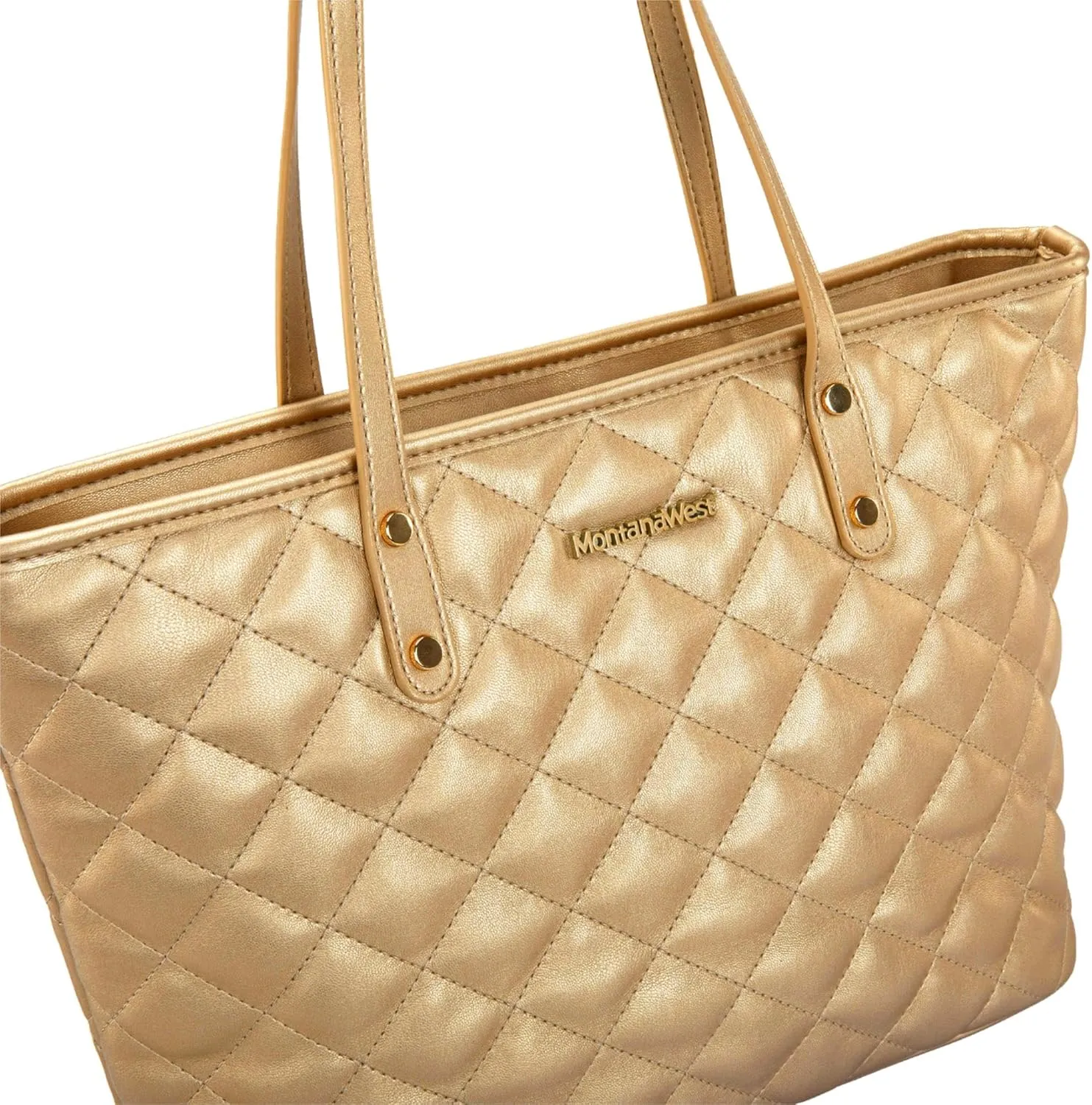 Montana West Quilted Tote Bag for Women Large Shoulder Bag Fashion Handbags with Top Zipper