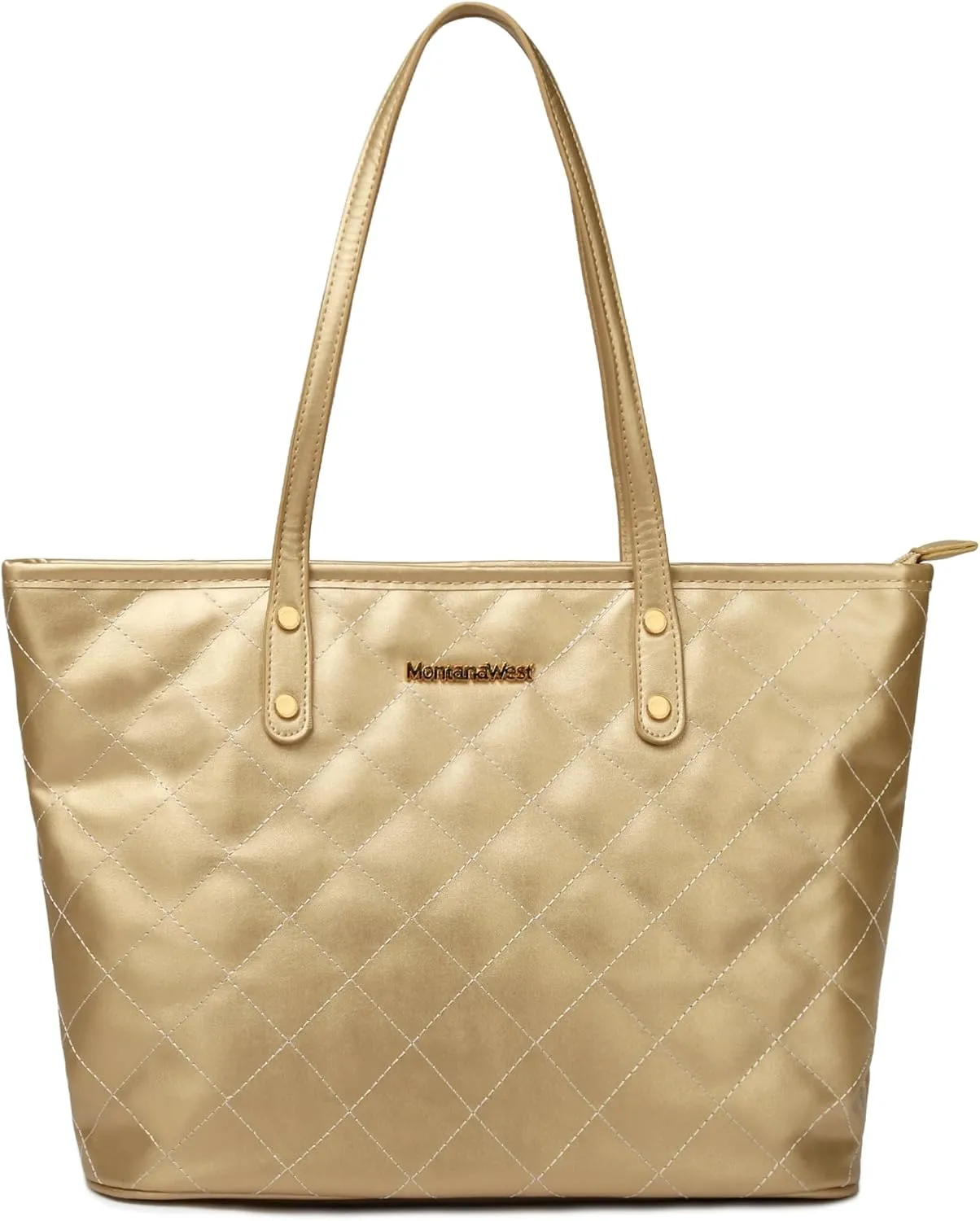 Montana West Quilted Tote Bag for Women Large Shoulder Bag Fashion Handbags with Top Zipper