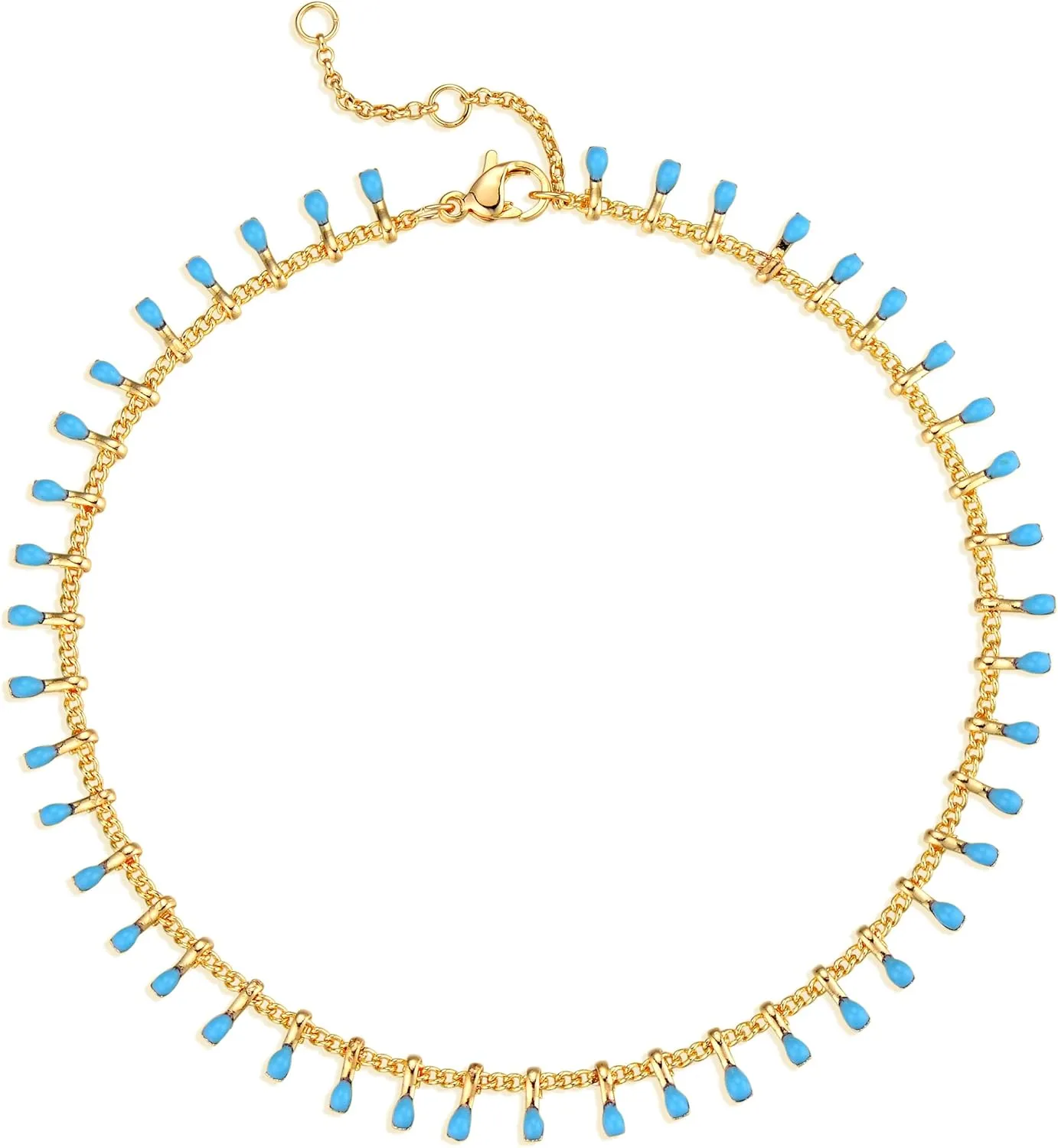 MTMY Gold Plated Anklets for Women - 14K Gold, Green Rose Colorful Cubic Zirconia Tassel Foot Chain Dainty Cute Adjustable Summer Beach Boho Anklets