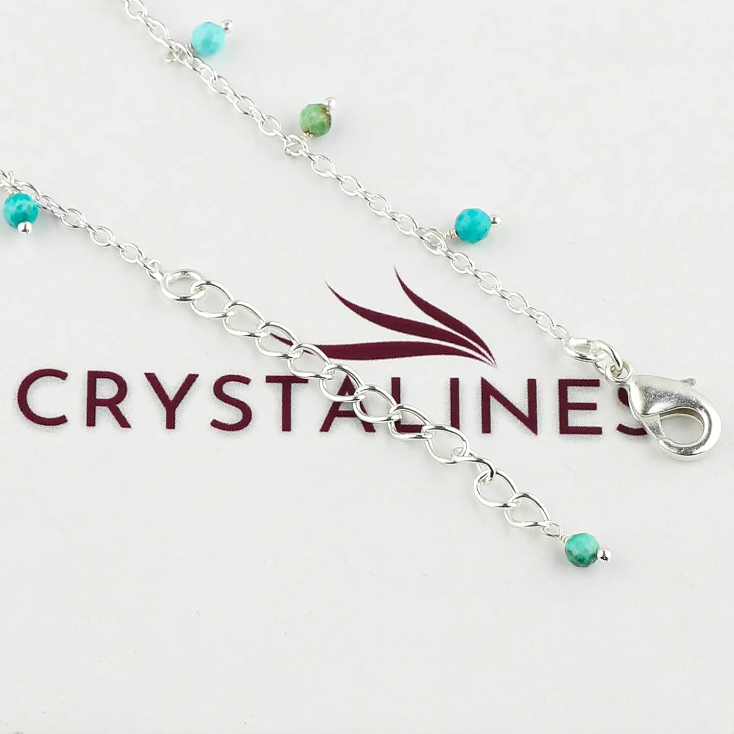 Natural Turquoise Gemstone Anklets, Handmade Jewelry, Hanging Beaded Anklet, Silver Adjustable Chain, Simple Anklets, December Birthstone, Gift for Women, 9 1.50 inch