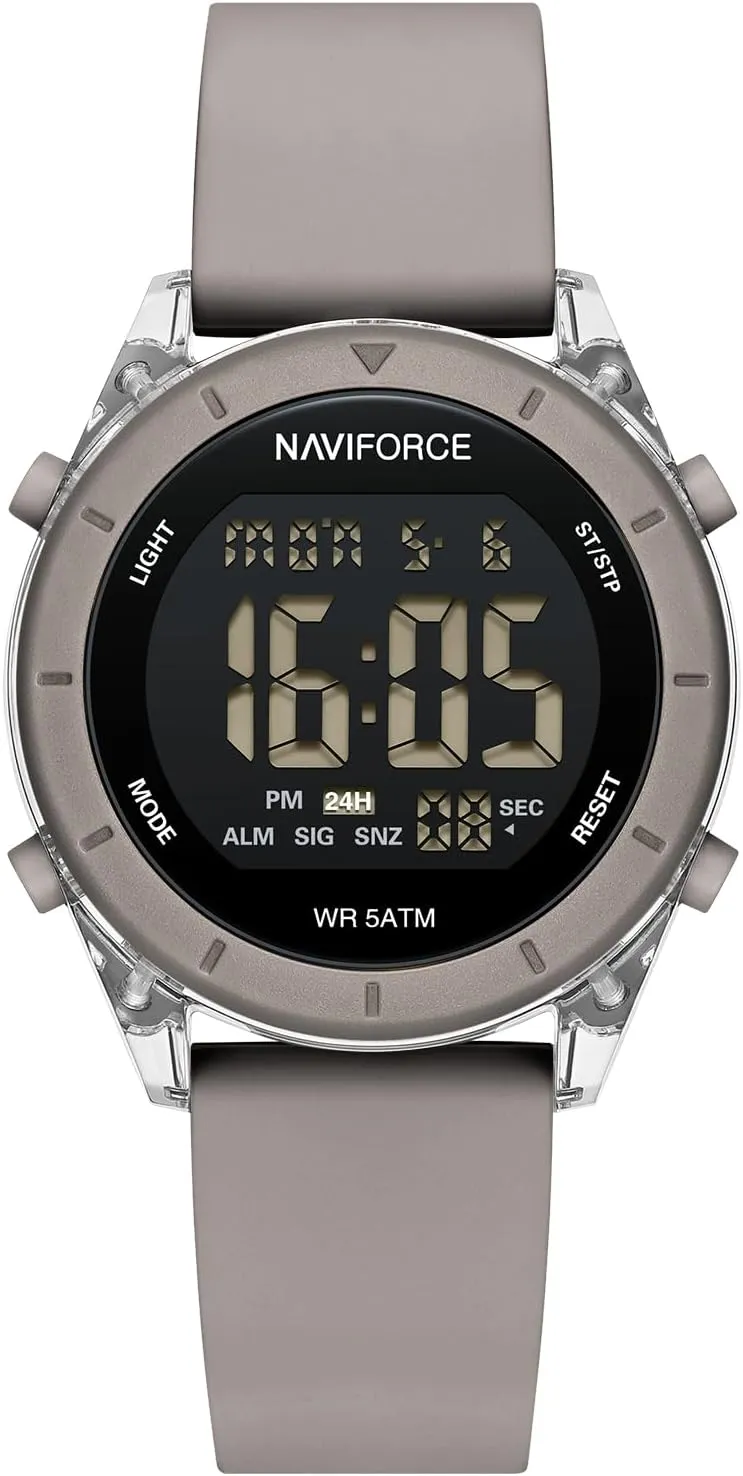 NAVIFORCE Digital Sport Waterproof Watches with Stopwatch, Alarm, 12/24 Hours, Hourly Time Signal and Snooze Function, Silicone Strap Wristwatch for Women
