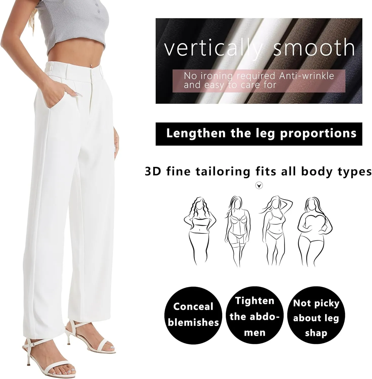 neezeelee Women's Wide Leg Dress Pants High Waisted Flowy Business Casual Trendy Work Pants Dressy Trousers