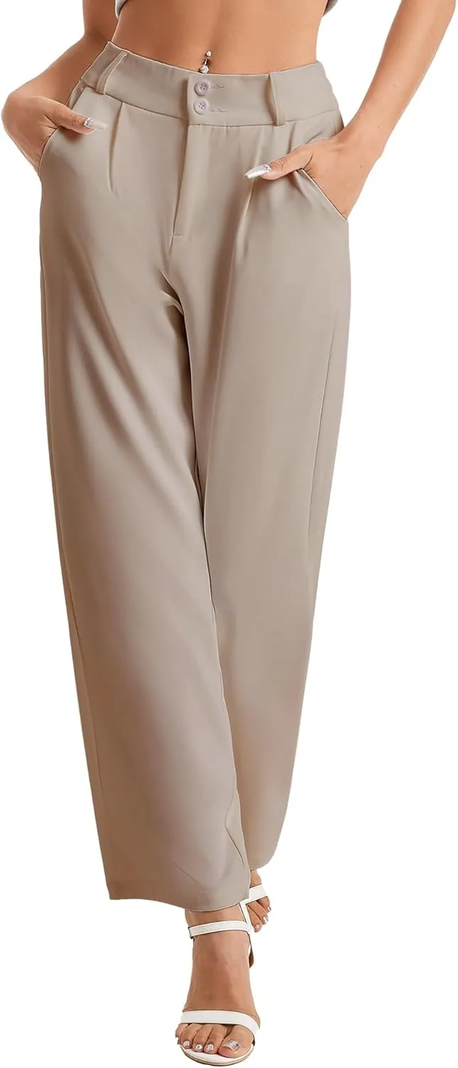 neezeelee Women's Wide Leg Dress Pants High Waisted Flowy Business Casual Trendy Work Pants Dressy Trousers