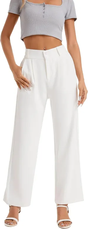 neezeelee Women's Wide Leg Dress Pants High Waisted Flowy Business Casual Trendy Work Pants Dressy Trousers