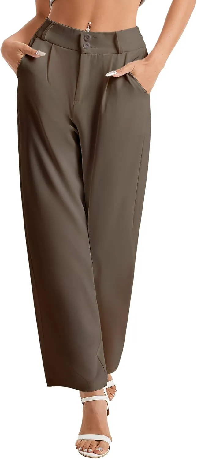 neezeelee Women's Wide Leg Dress Pants High Waisted Flowy Business Casual Trendy Work Pants Dressy Trousers