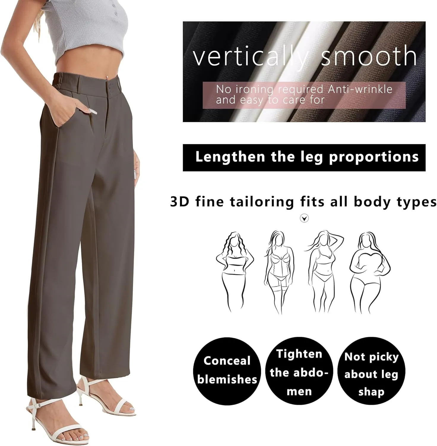 neezeelee Women's Wide Leg Dress Pants High Waisted Flowy Business Casual Trendy Work Pants Dressy Trousers