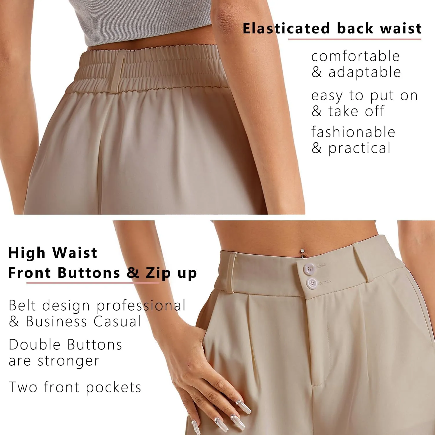neezeelee Women's Wide Leg Dress Pants High Waisted Flowy Business Casual Trendy Work Pants Dressy Trousers