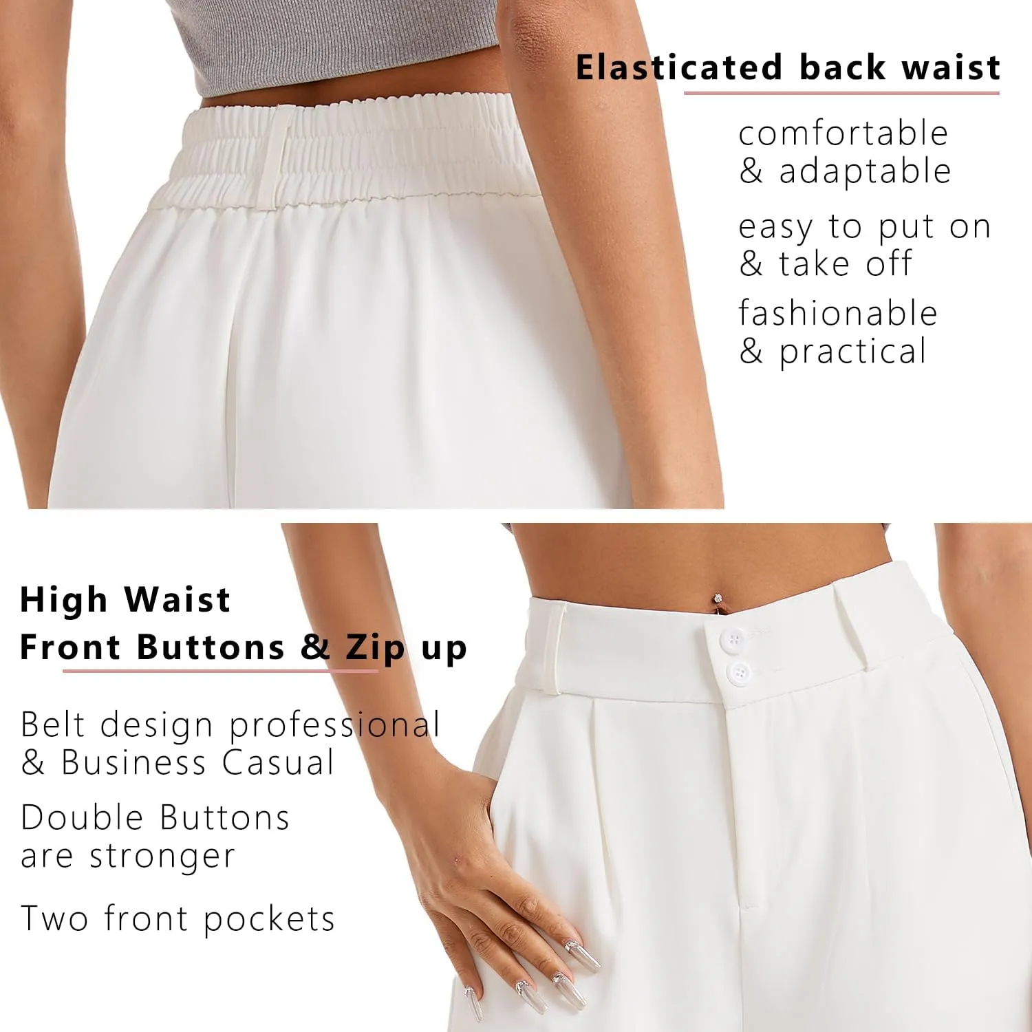 neezeelee Women's Wide Leg Dress Pants High Waisted Flowy Business Casual Trendy Work Pants Dressy Trousers