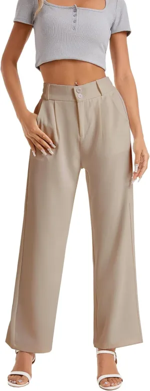 neezeelee Women's Wide Leg Dress Pants High Waisted Flowy Business Casual Trendy Work Pants Dressy Trousers