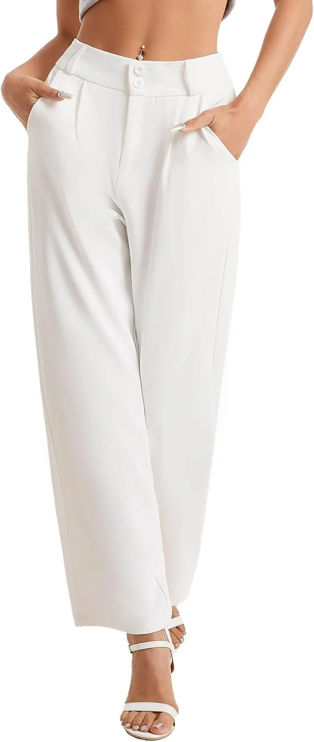 neezeelee Women's Wide Leg Dress Pants High Waisted Flowy Business Casual Trendy Work Pants Dressy Trousers