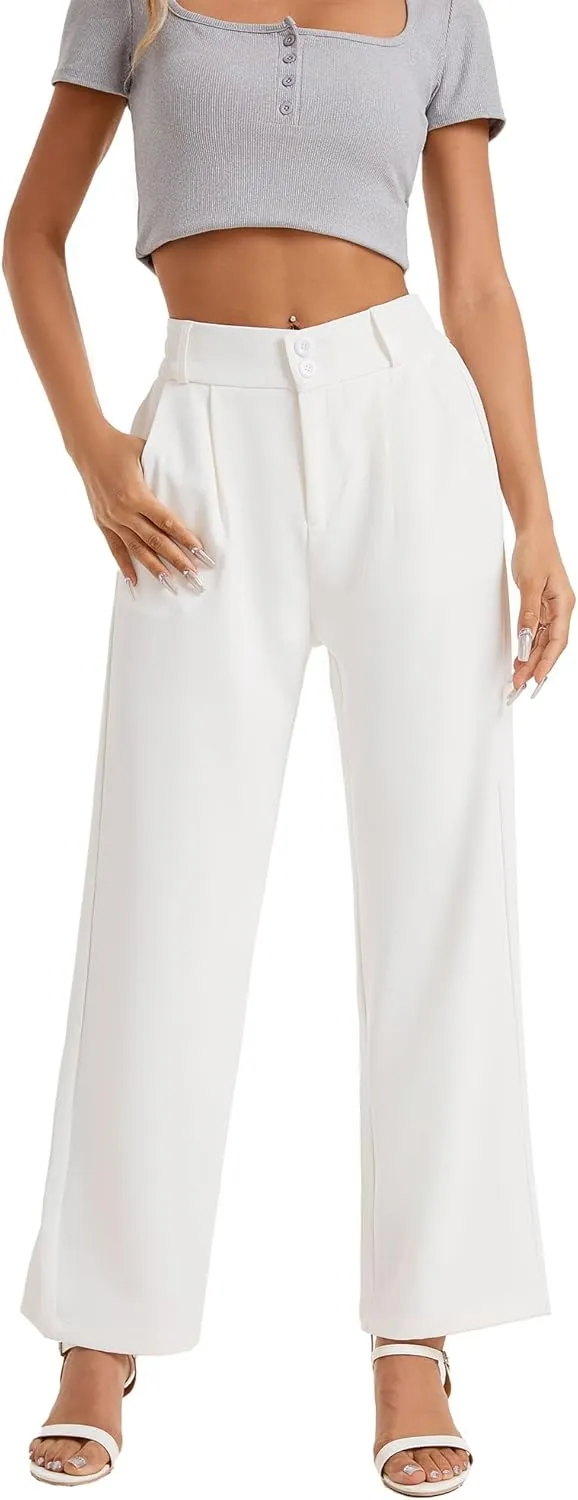 neezeelee Women's Wide Leg Dress Pants High Waisted Flowy Business Casual Trendy Work Pants Dressy Trousers