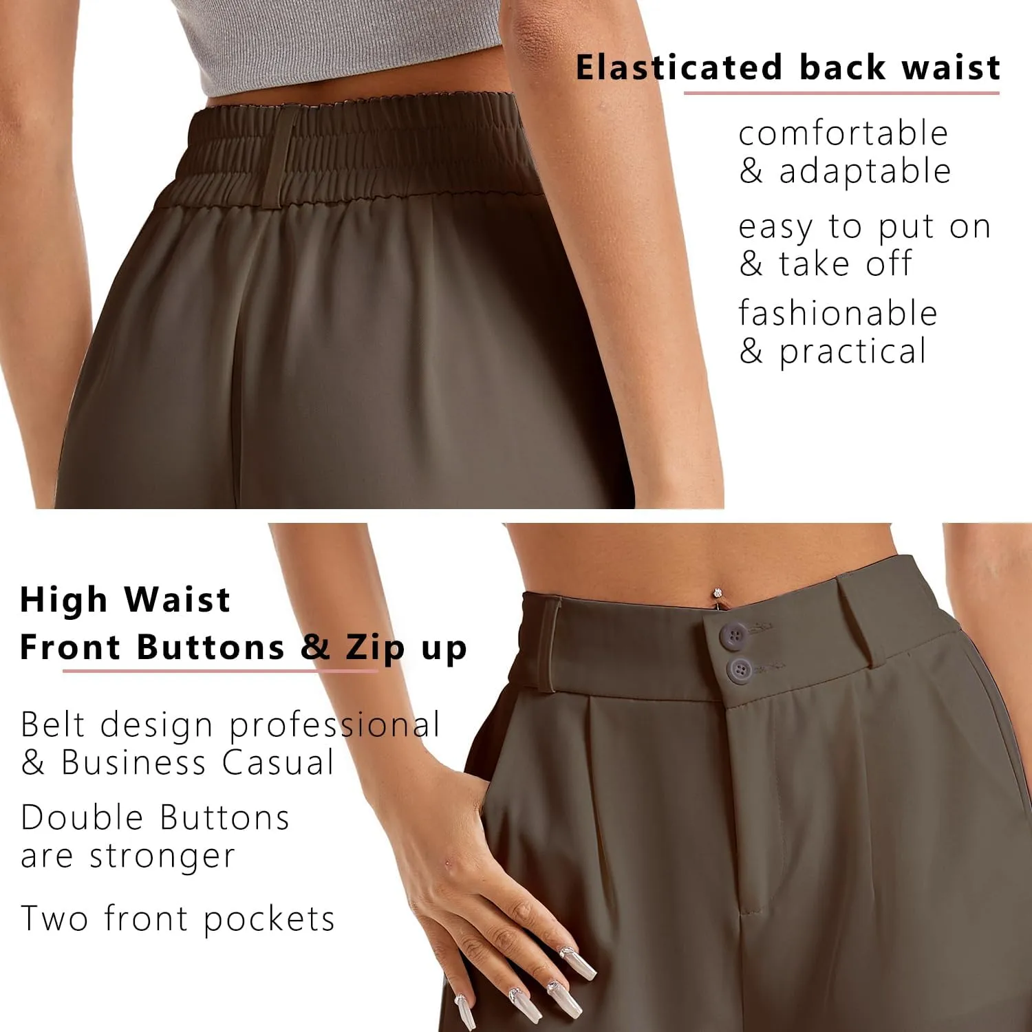 neezeelee Women's Wide Leg Dress Pants High Waisted Flowy Business Casual Trendy Work Pants Dressy Trousers