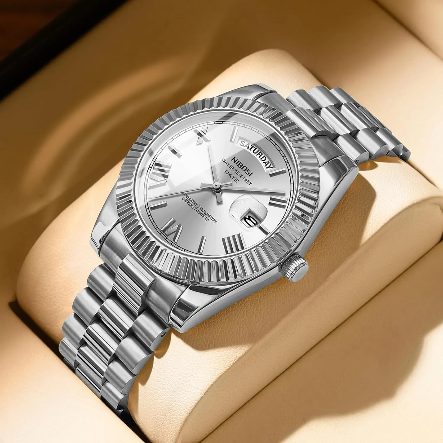 NIBOSI Men Watches Analog Quartz Stainless Steel Watches for Men Waterproof Business Classic Desiger Wrist Watch Day & Date