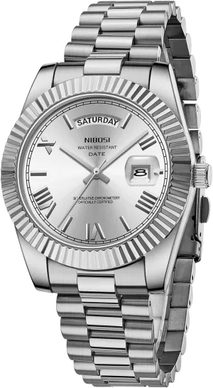 NIBOSI Men Watches Analog Quartz Stainless Steel Watches for Men Waterproof Business Classic Desiger Wrist Watch Day & Date