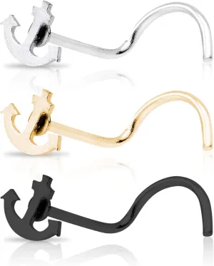 Nose Ring Screw Stud Anchor Design 20 Gauge - Set of 3