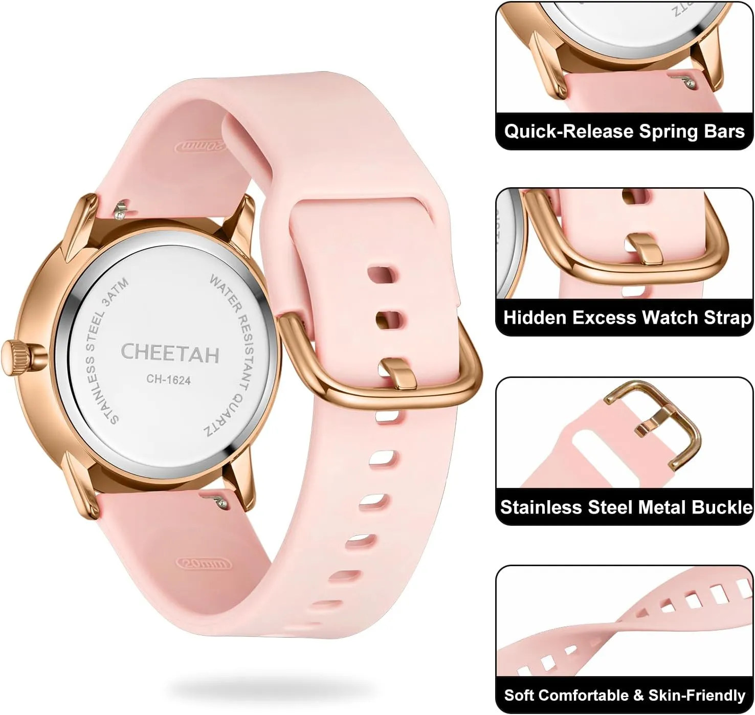 Nurse Watches for Men Women Medical Professionals, Students with Luminous Easy Read Dial, Second Hand 24 Hour, Waterproof Silicone Band