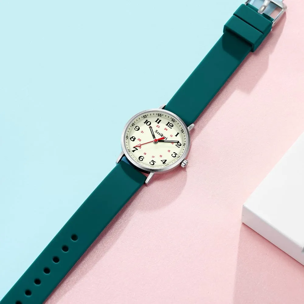 Nurse Watches for Women Medical Professionals, Students with Luminous Easy Read Military Time Dial Unisex Sports Watch Water Resistant