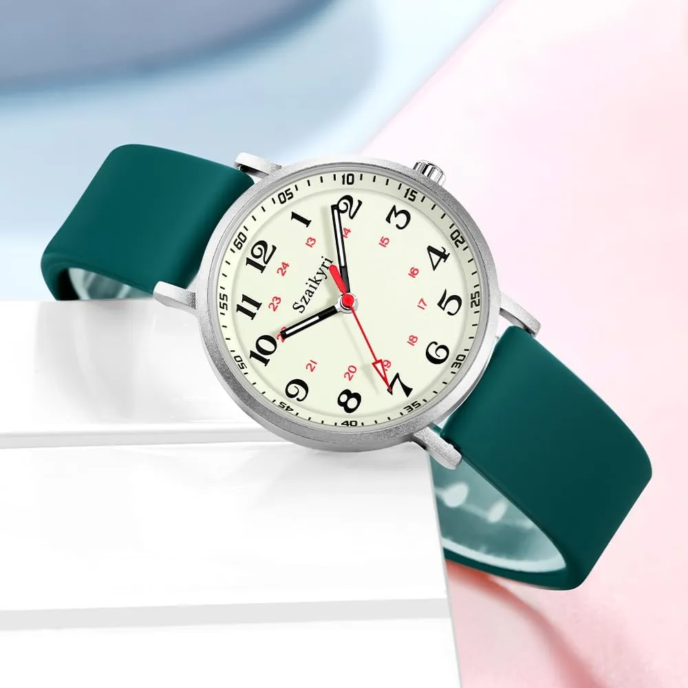 Nurse Watches for Women Medical Professionals, Students with Luminous Easy Read Military Time Dial Unisex Sports Watch Water Resistant