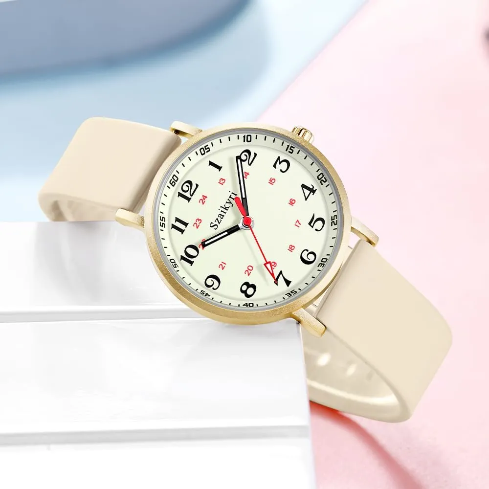 Nurse Watches for Women Medical Professionals, Students with Luminous Easy Read Military Time Dial Unisex Sports Watch Water Resistant