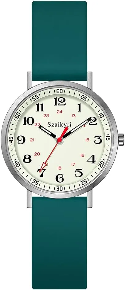 Nurse Watches for Women Medical Professionals, Students with Luminous Easy Read Military Time Dial Unisex Sports Watch Water Resistant