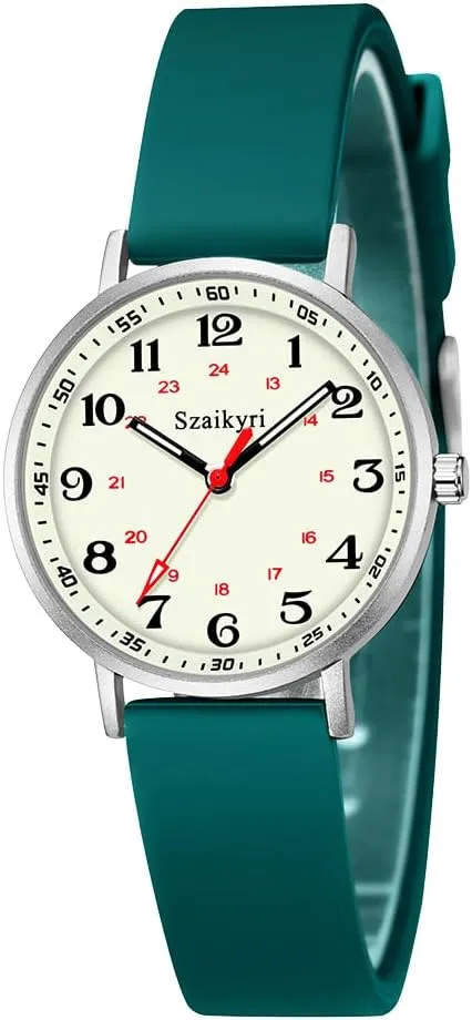 Nurse Watches for Women Medical Professionals, Students with Luminous Easy Read Military Time Dial Unisex Sports Watch Water Resistant