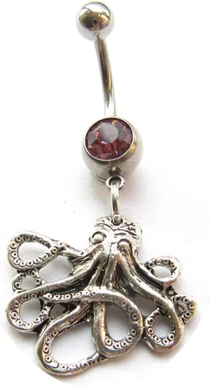 Octopus Belly Button Ring, Dangle Belly Button Ring, Ocean Jewelry, Mermaid Jewelry, Octopus Body Jewelry,Octopus Jewelr