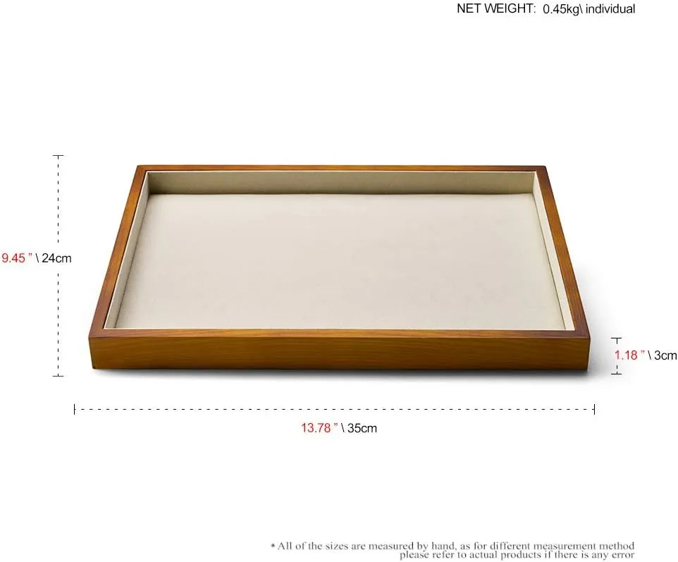 Oirlv Wood Flat Jewelry Tray Stackable Jewelry Drawer Organizer Showcase Jewelry Holder (Creamy-white flat tray)