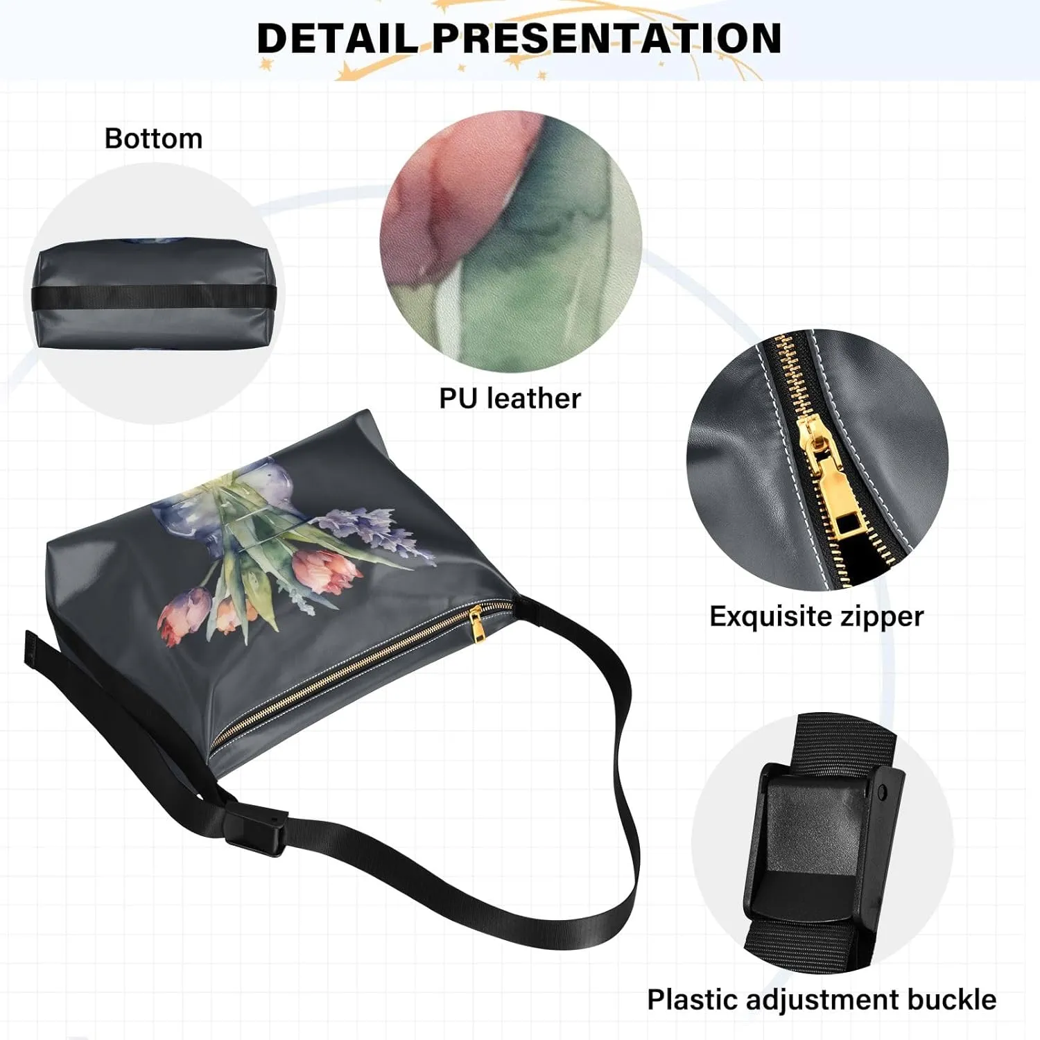 Oldstyle African Textile Leather Shoulder Bag, Lightweight Shoulder Hobo Bag, Long Shoulder Bag Women
