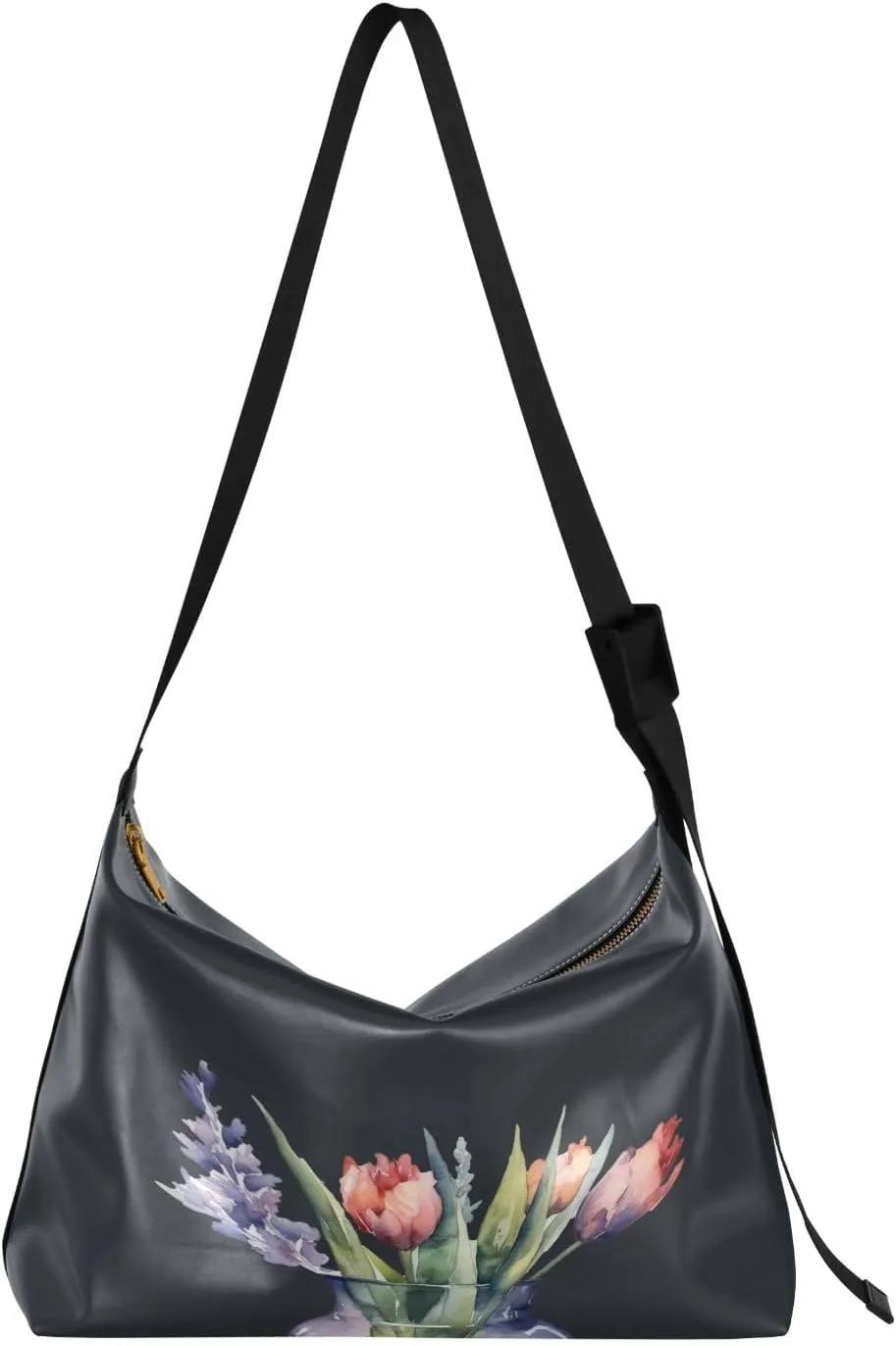 Oldstyle African Textile Leather Shoulder Bag, Lightweight Shoulder Hobo Bag, Long Shoulder Bag Women