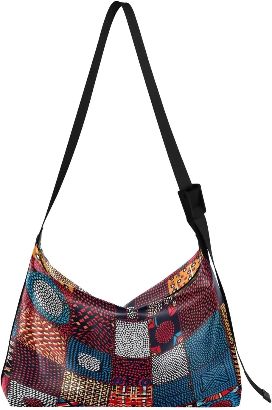Oldstyle African Textile Leather Shoulder Bag, Lightweight Shoulder Hobo Bag, Long Shoulder Bag Women