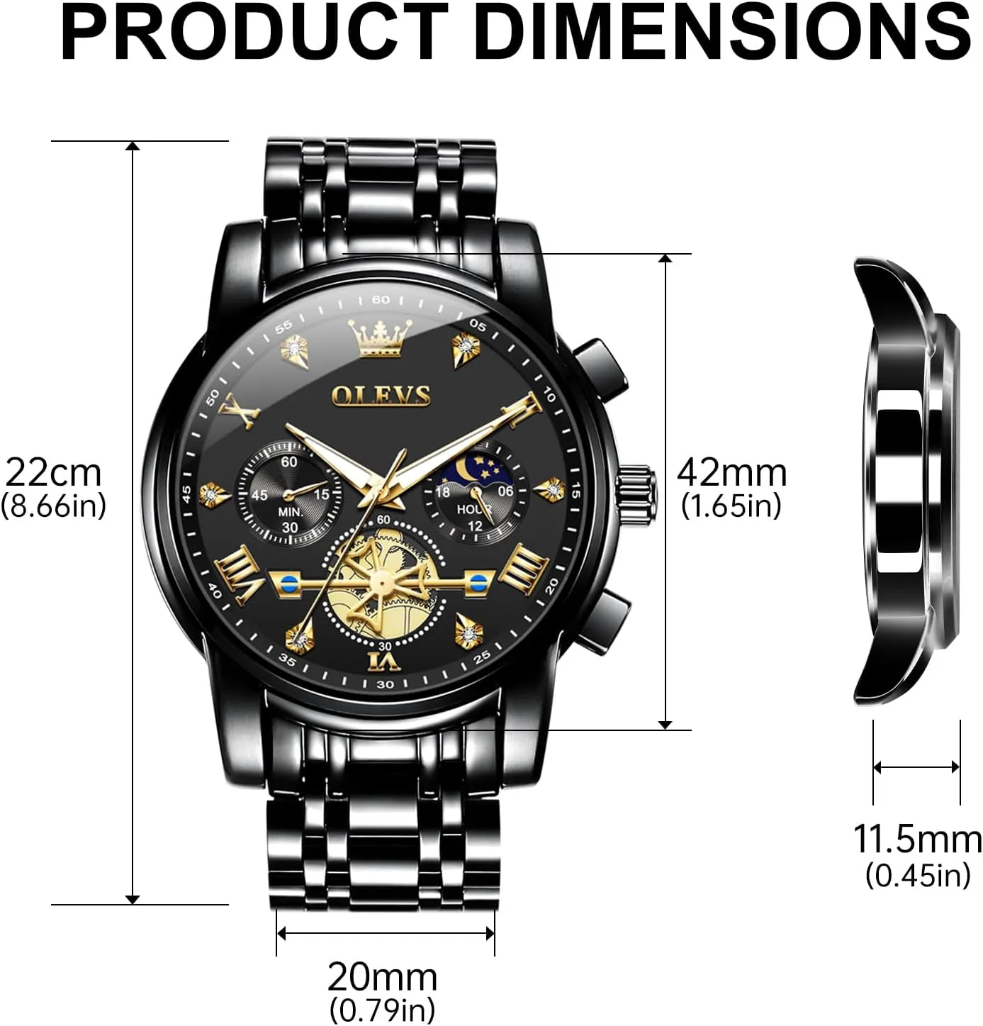 OLEVS Men Silver Watches,Men's Stainless Steel Chronograph Watch,Man Analog Quartz Big Face Male Watches Luxury Waterproof Roman Numeral Dress Diamond Relojes para Hombre