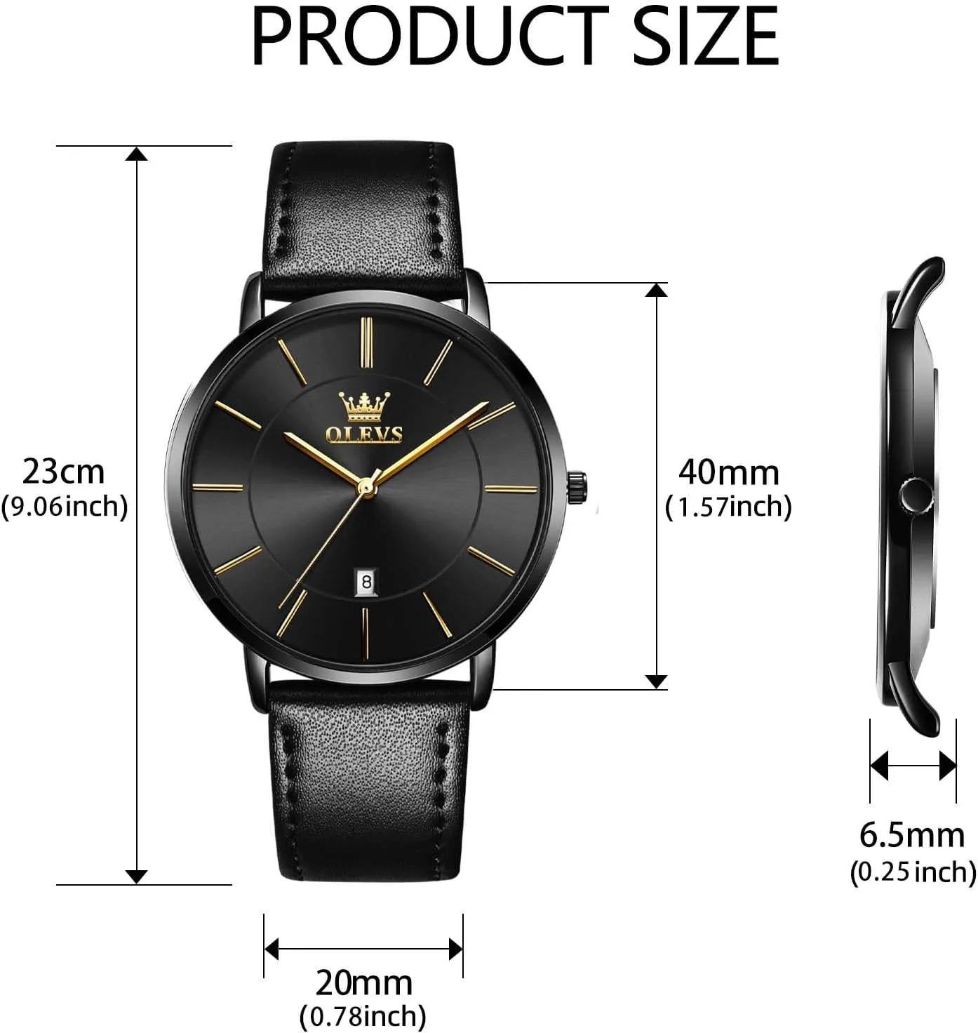 OLEVS Mens Watches Mens Leather Watch Ultra Thin Watches for Men Minimalist Watch with Leather Band Quartz Analog Dress Casual Simple Lightweight relojes para Hombres