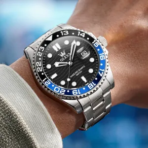 OLEVS Watch Men Luxury Big Face Dress Easy Read Mens Watches with Date Waterproof Luminous Stainless Steel Watches for Men Business Fashion Analog Quartz Men's Wrist Watches Rotatable Bezel Men Watch